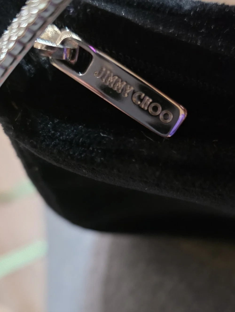 Jimmy Choo Black Velvet Crystal Buckle Baguette Shoulder Bag Y2K Evening Designe